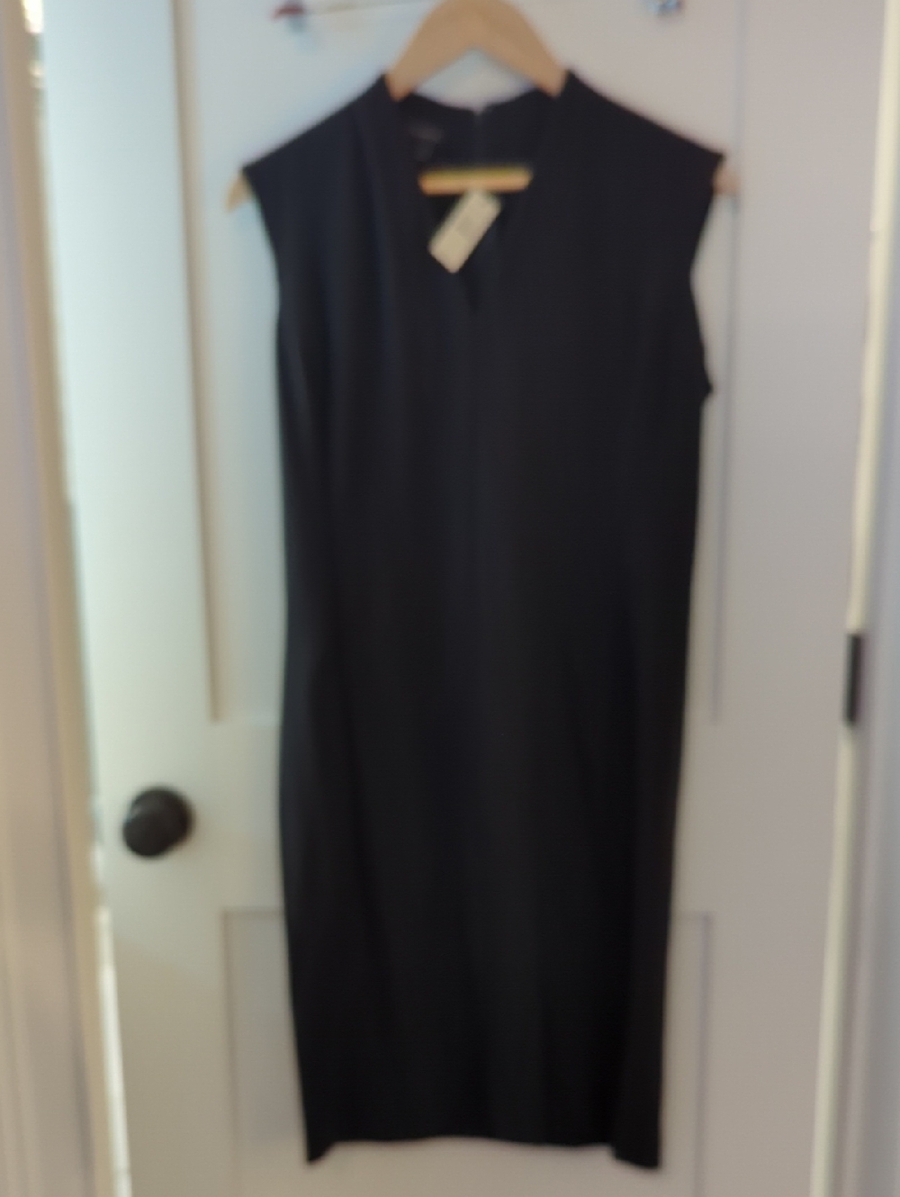 Sleeveless Black Midi Shift Dress - Women